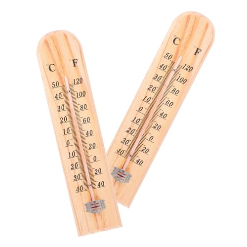 PartyKindom 2 Stück Holzthermometer Vielseitiges Genaues Temperaturmessgerät für Zuhause Innenräume Gewächshaus Lager und Tierhaltung Robustes Tragbares Holzdesign für Vielfältige von PartyKindom