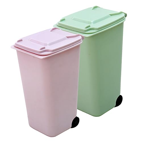 PartyKindom 2 Stück Mini Desktop Mülleimer mit Deckel Teiliges Grün und Kompakter Tischabfallbehälter für Büro Schlafzimmer und Haushalt Geruchsneutraler Papierkorb mit Abdeckung für von PartyKindom