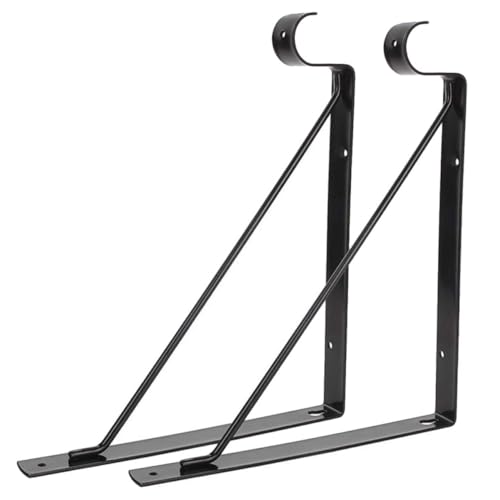 PartyKindom 2 Stück Regalhalterung Wandmontierte Metallregalwinkel für Industrielle Anwendungen Mattschwarze Rostbeständige Eisenstruktur Einfache Installation Vielseitig Einsetzbar von PartyKindom
