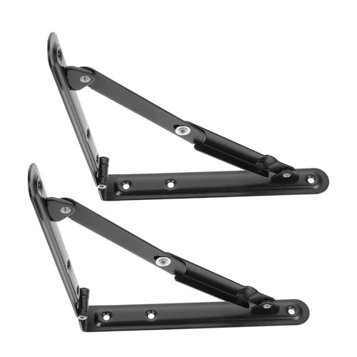 PartyKindom 2 Stück Schwarze Klappbare Wandhalterungen Schwere Faltbare Regalwinkel aus Robustem Faltbare Stützhalter für Wandboard für Heim Büro Werkstatt und Multifunktionale Ablage von PartyKindom