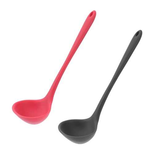 PartyKindom 2 Stück Teiliges Hitzebeständiges Silikon Suppenkellen mit Ergonomischem Griff Antihaftbeschichtet Leichter Kochlöffel für Zuhause und Restaurantgebrauch von PartyKindom