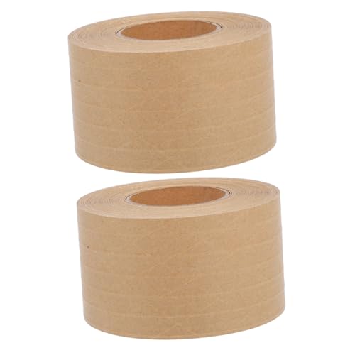 PartyKindom 2 Stück Verstärktes Wasseraktiviertes Kraftpapier klebeband Braun Faserverstärkt Stark Haftend Wasserbasierter Geruchloser Kleber Robustes Verpackungsband für Sicheres von PartyKindom
