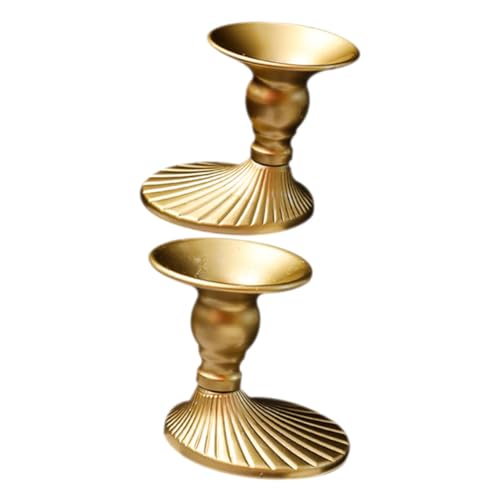 PartyKindom 2 Stück Vintage Metall Kerzenhalter Goldfarbener Kerzenständer für Hochzeit und Dinner Stabiler Stabkerzenleuchter im Retro Stil Stilvolle Tischdeko für Romantische Abendessen und von PartyKindom