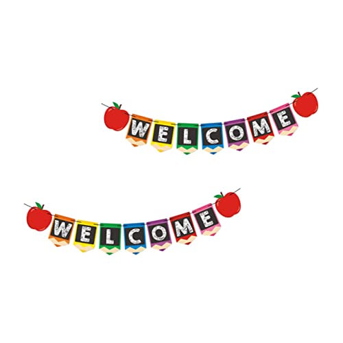 PartyKindom 2 Stück Welcome Banner Teiliges aus Hochwertigem Farbintensiv Bedruckt Langlebig für Schulanfang Partydeko und Requisiten Bunte Wimpel Girlande für Innen und Außen Vielseitig PartyKindom 2 Stück Welcome Banner Teiliges aus Hochwertigem Farbintensiv Bedruckt Langlebig für Schulanfang Partydeko und Requisiten Bunte Wimpel Girlande für Innen und Außen Vielseitig von PartyKindom