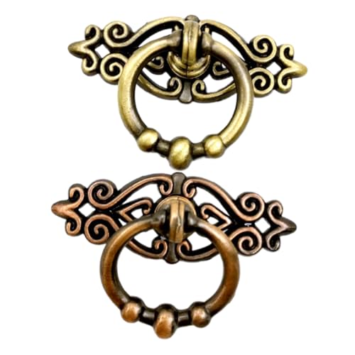 PartyKindom 2 Stück Zinklegierung Vintage Schrankgriff Möbelgriff Antik Stil Schubladengriff für Kommode Kleiderschrank Tv schrank Geeignet Grün rot Bronze von PartyKindom