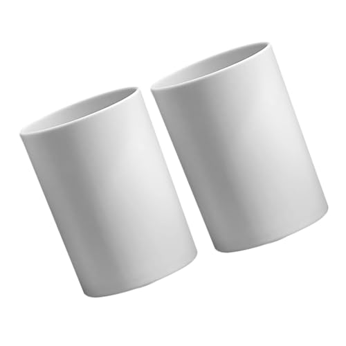 PartyKindom 2 Stücke Zahnbürstenbecher Wiederverwendbar Badezimmerbecher Zahnbürstenhalter für Mundspülung Weiß von PartyKindom