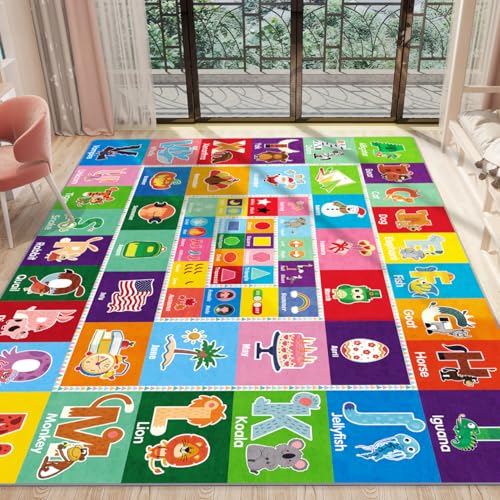 PartyKindom 200x150cm Kinderteppich Spielteppich mit rutschfestem Design Spielzeit Kollektion ABC Form Jahreszeit Monat Gegenüber und Tier Lernbereich für Kinderzimmer Spielzimmer PartyKindom 200x150cm Kinderteppich Spielteppich mit rutschfestem Design Spielzeit Kollektion ABC Form Jahreszeit Monat Gegenüber und Tier Lernbereich für Kinderzimmer Spielzimmer von PartyKindom