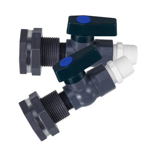 PartyKindom 2Satz Auslaufsicheres Wasserfassventil mit Schottverschraubung und Schlauchadapter für Gartenfässer Pools und Wassertanks Einfache Installation und Wetterbeständig von PartyKindom