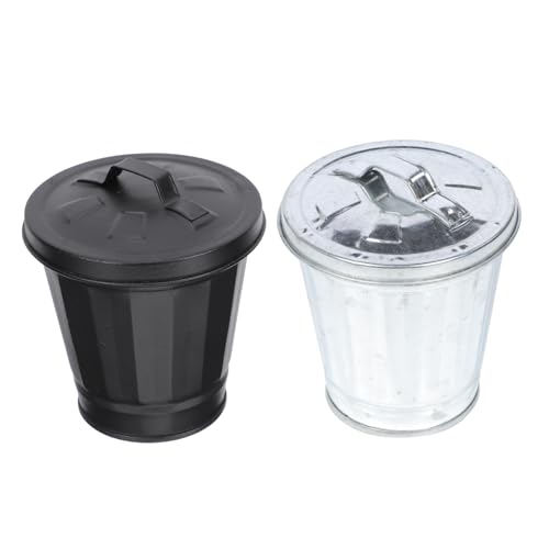 PartyKindom 2Stücke Dekorativer Mini Mülleimer mit Deckel Multifunktionale Tischabfallbehälter für Küche Wohnzimmer und Schlafzimmer aus Verzinktem und Geruchlos von PartyKindom