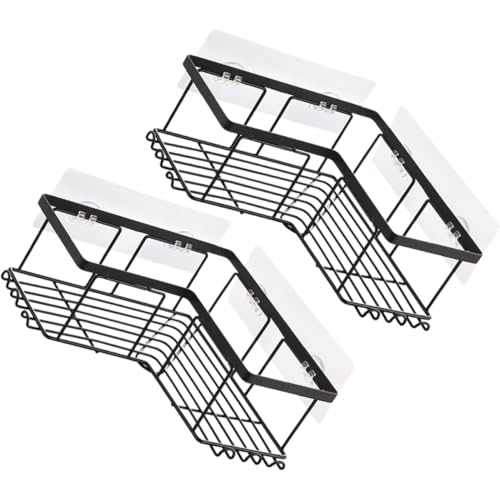 PartyKindom Eck Duschregal 2 Stücke Schwarz Nagelfreie Badezimmer Organizer Selbstklebendes Duschregal für Dusche und Bad Rostfreies Design mit Haken Offenes Gitter für Luftzirkulation PartyKindom Eck Duschregal 2 Stücke Schwarz Nagelfreie Badezimmer Organizer Selbstklebendes Duschregal für Dusche und Bad Rostfreies Design mit Haken Offenes Gitter für Luftzirkulation von PartyKindom
