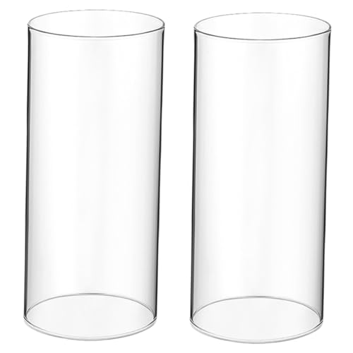 PartyKindom 2stücke Transparentes Glas Kerzenzylinder Offene Kerzenhalter Für Windgeschützte Stimmungsbeleuchtung Stilvolle Dekoration Für Tisch Und Wohnzimmer Für Stabkerzen Und von PartyKindom