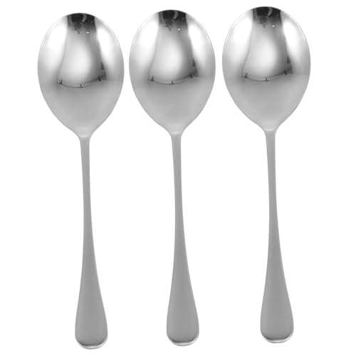 PartyKindom 3 Stück Edelstahl Servierlöffel Buffet Löffel mit Großem Rundem Löffelkopf Multipurpose Salat Reislöffel für Restaurant Hotel und Zuhause von PartyKindom