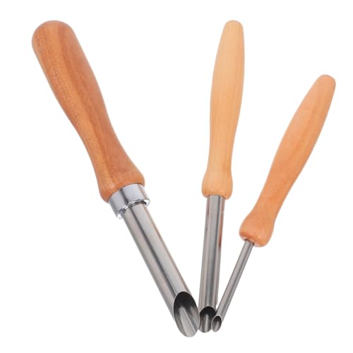 PartyKindom 3 Stück Edelstahl mit Holzgriff Präzise Runde Lochschneider für Töpferarbeiten und DIY Keramik Langlebige Metallbohrer für Tassen und Deckel Profi Hobbytonwerkzeug von PartyKindom