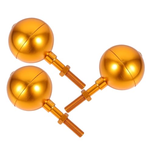 PartyKindom 3 Stück Teiliges Flaggenstock Kugel Topper aus Wetterfestem Aluminiumlegierung Goldfarben Gewindeadapter Passend für Ausziehbare Fahnenmasten Robust für Außenbereiche Wie und Parks von PartyKindom