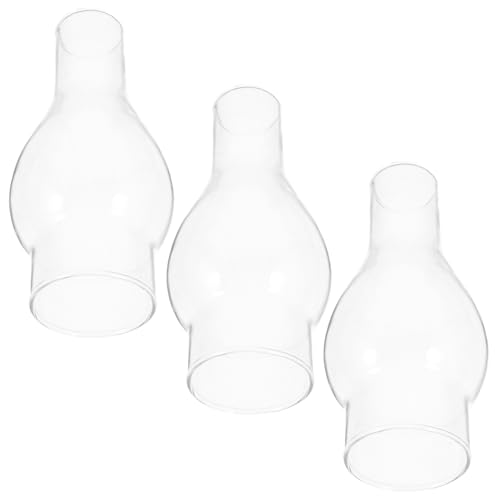PartyKindom 3 Stück Windschutzglas für Öllampe Klarer Lampenschirm aus Hitzebeständigem Glas Vintage Ersatz für Petroleumlampe Innen und Außen Einfache Montage Notbeleuchtung von PartyKindom