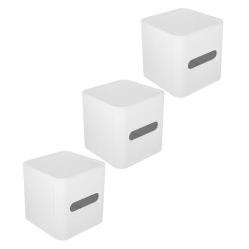PartyKindom 3 Stück Würfelförmiger Tissue Box Cover Quadratischer Plastik Napkin Halter Desktop Papierhandtuch und Taschentuchspender für Büro Zuhause Badezimmer Küche Wohnzimmer Weiß von PartyKindom