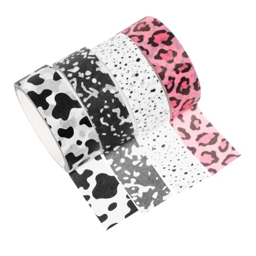 PartyKindom 4 Rollen Washi Tape mit Kuh und Leopardenmuster Dekorative Scrapbook Klebestreifen Selbstklebend Rückstandsfrei Entfernbar Vielseitig für DIY Tagebuch Geschenkverpackung Kalender von PartyKindom