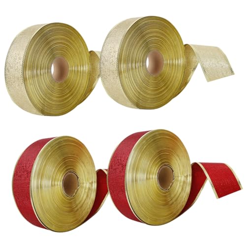 PartyKindom 4 Rollen Weihnachtsgeschenkband in Rot und Gold Dekoratives Geschenkband mit Glitzerkante Weihnachtsdeko Schleifenband für Geschenkverpackung Weihnachtsbaum DIY Bastelprojekte PartyKindom 4 Rollen Weihnachtsgeschenkband in Rot und Gold Dekoratives Geschenkband mit Glitzerkante Weihnachtsdeko Schleifenband für Geschenkverpackung Weihnachtsbaum DIY Bastelprojekte von PartyKindom
