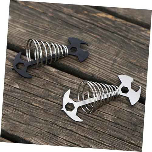 PartyKindom 4 STÜCKE Teiliges Fishbone Zeltpflock aus Edelstahl und Schwarzem Stahl Robuste Camping Heringe mit Federhaken Sturmsichere Outdoor Bodenanker für Zeltsicherung und von PartyKindom