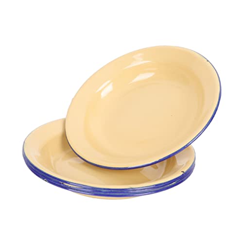 PartyKindom 4 Stück Emailleplatte Klein Schale Aus Emailliertem Teller Obst Speiseteller Emaille Groß Salatteller Aus Emaille Creme Party Emailware -gerichte Wiederverwendbar Yellow von PartyKindom
