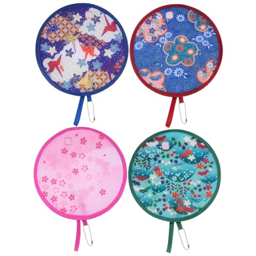 PartyKindom 4 Stück Faltbare Handfächer Rund mit Cartoon Motiven Leicht und Kompakt Praktischer Fächer für Sommerkühlung Hochzeit Party Deko und Outdoor Veranstaltungen von PartyKindom