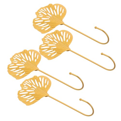 PartyKindom 4 Stück Ginkgo Wandhaken aus Robustem Metall Dekorative Blattform Garderobenhaken für Schlüssel Kleidung Vielseitig Einsetzbar Stilvoller Vintage Look für Wohnzimmer Bad Flur von PartyKindom