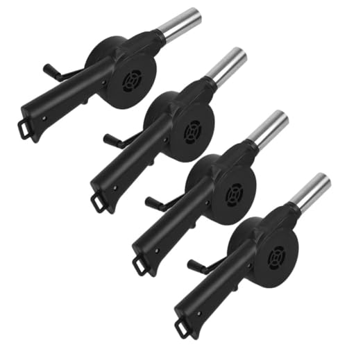 PartyKindom 4 Stück Handlicher Manueller Grillgebläse aus Robustem Kunststoff und Metall Tragbarer Camping Bbq lüfter für Feuerbeschleunigung bei Outdoor Picknick und Kamingebrauch von PartyKindom