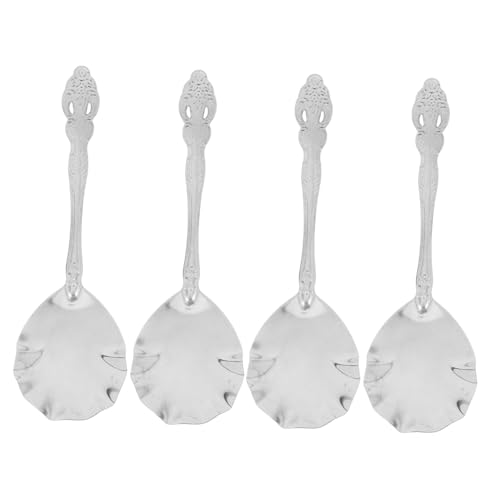PartyKindom 4 Stück Teiliges Edelstahl Muschelform Teelöffel Servierlöffel für Espresso Kaffee Dessert Vielseitig Langlebig Stilvoll Küchenbesteck von PartyKindom