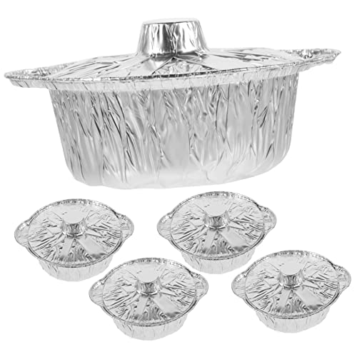 PartyKindom 5 Sätze Aluminiumfolie Pfannen Teiliges für BBQ Backen und Grillen Hochtemperaturbeständig Stapelbar und Vielseitig Einsetzbar für Partys und Outdoor Aktivitäten von PartyKindom