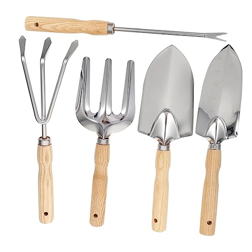 PartyKindom 5 Stück Teiliges Gartenset mit Rechen Kleiner Gartenschaufel und Holzgriff Ergonomische Pflanzwerkzeuge für Balkon Garten Hochbeet Leicht Langlebig und Praktisch PartyKindom 5 Stück Teiliges Gartenset mit Rechen Kleiner Gartenschaufel und Holzgriff Ergonomische Pflanzwerkzeuge für Balkon Garten Hochbeet Leicht Langlebig und Praktisch von PartyKindom