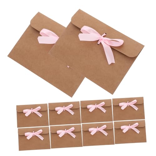 PartyKindom 50 Stück Retro Kraftpapier Umschläge mit Dekorativem Schleifenband Vielseitig für Grußkarten Einladungen Hochzeit Geburtstag Abschlussfeier Stabile Briefumschläge mit Elegantem von PartyKindom