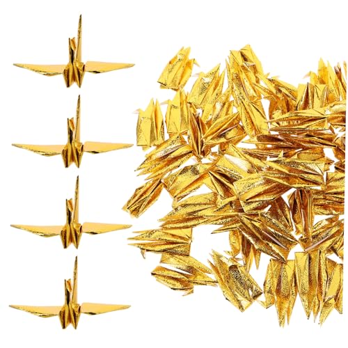 PartyKindom 50 Stück Teiliges Origami Deko Goldene Papierkraniche Handgefaltete Perlmuttglänzende Kranichgirlande zum Aufhängen DIY Glückssymbol für Wanddeko Feste Persönliche PartyKindom 50 Stück Teiliges Origami Deko Goldene Papierkraniche Handgefaltete Perlmuttglänzende Kranichgirlande zum Aufhängen DIY Glückssymbol für Wanddeko Feste Persönliche von PartyKindom