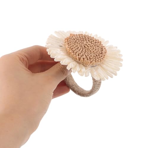 PartyKindom 6 Stück Teiliges Blumen-Serviettenringe aus Robustem Material Liebliches Gänseblümchen-Design Platzsparend und Kompakt für Frühling Hochzeit Shower und Festliche Tischdekoration von PartyKindom