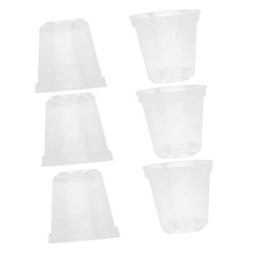 PartyKindom 6 Stück Transparente Orchideen Blumentöpfe mit Entwässerungslöchern Robuste Pflanztöpfe aus Kunststoff für Garten Balkon Zimmerpflanzen Atmungsaktiv und Wurzelfreundlich von PartyKindom