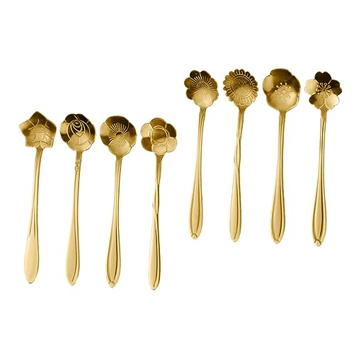 PartyKindom 8 Stück Teiliges Kaffeelöffel mit Blumenmotiv Praktischer Rührlöffel für Kaffee Tee und Desserts Spülmaschinenfest Glänzend Poliert Hochwertiges Haushaltsbesteck von PartyKindom