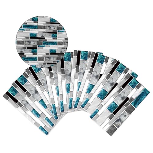 PartyKindom 9Stücke Fliesenaufkleber Blauer Marmor Retro Wanddekoration für Badezimmer und Küche Selbstklebend für Glatte Oberflächen PartyKindom 9Stücke Fliesenaufkleber Blauer Marmor Retro Wanddekoration für Badezimmer und Küche Selbstklebend für Glatte Oberflächen von PartyKindom