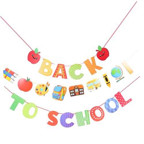 PartyKindom Back To School Party Banner Bunt mit Papierapfel Buch Bus Hängende Dekoration für Klassenzimmer Flur und Zuhause Festliche Schulanfang Girlande für Schüler und Lehrer PartyKindom Back To School Party Banner Bunt mit Papierapfel Buch Bus Hängende Dekoration für Klassenzimmer Flur und Zuhause Festliche Schulanfang Girlande für Schüler und Lehrer von PartyKindom