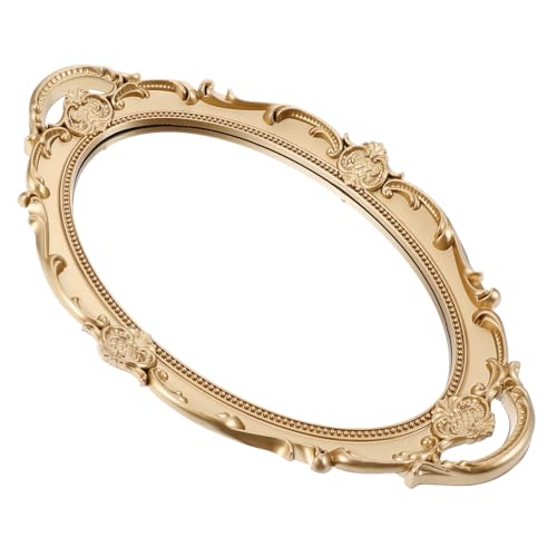 PartyKindom Barock Wandspiegel mit Goldverziertem Rahmen Oval Französischer Vintage Stil Dekorativer Kosmetikspiegel Schmuckablage Wanddeko für Flur und Schlafzimmer von PartyKindom