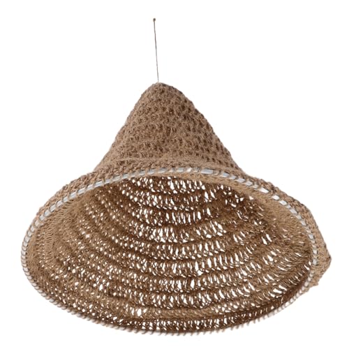 PartyKindom Boho Handgewebter Lampenschirm aus Natürlichem Hanfseil Verstellbarer Vintage Rattan Pendelleuchte Lampenüberzug Große Deckenleuchte für Wohn Esszimmerdekoration von PartyKindom