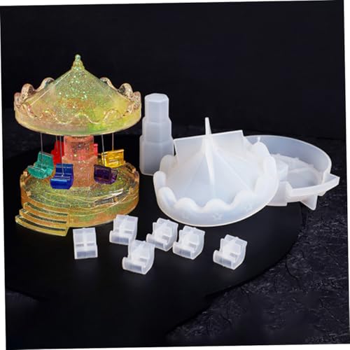 PartyKindom DIY Silikonform Drehkarussell Gießform Epoxidharz Basteln Silikonform mit Zubehörteilen Flexible Reißfeste DIY Dekoration für Handwerk und Geschenk von PartyKindom