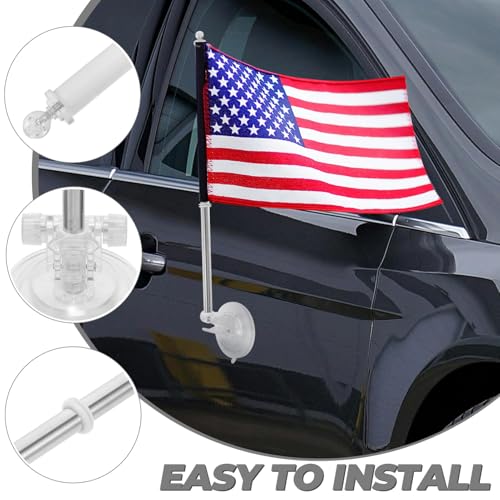 PartyKindom Edelstahl Fahnenmast Halterung mit Saugnapf für Auto und Motorrad Stabile Flaggenhalterung für Verschiedene Fahnen Einfache Installation Windbeständig Transparenter Saugnapfboden von PartyKindom
