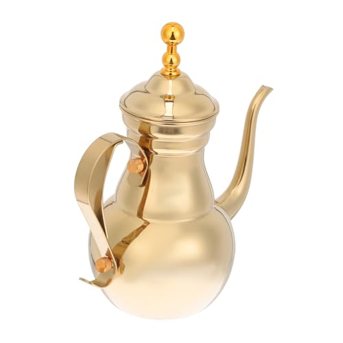 PartyKindom Edelstahl Kaffee Teekanne mit Langem Schmalem Ausguss Middle Eastern Style Rostfrei Langlebig Geruchsneutral Geeignet für Heiße und Kalte Getränke Praktisch und Stilvoll von PartyKindom