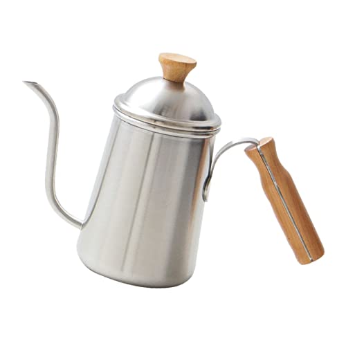 PartyKindom Edelstahl Kaffeekessel mit Langem Ausguss Leichter Camping Wasserkocher für Outdoor Korrosionsbeständig Schnelle Hitzeleitung Praktisches Teekessel Design Naturfarben von PartyKindom