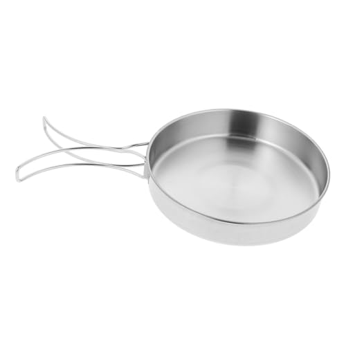 PartyKindom Edelstahl Kochtopf Camping Tragbare Kochutensilien Bratpfanne Antihaft Outdoor Picknick Wandern Kochgeschirr Leicht Zu Reinigen Verstauen von PartyKindom