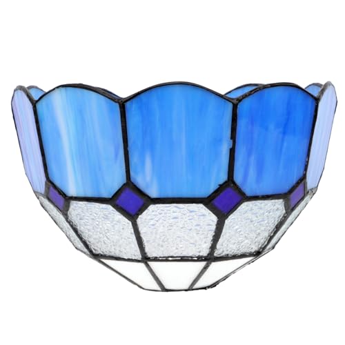 PartyKindom Glas Lampenschirm Fassung Wand Deckenleuchte Abdeckung Hellblau Weiß Diamant Stil Dekorativer Lampenschirm Für Zuhause Wohnzimmer Schlafzimmer von PartyKindom