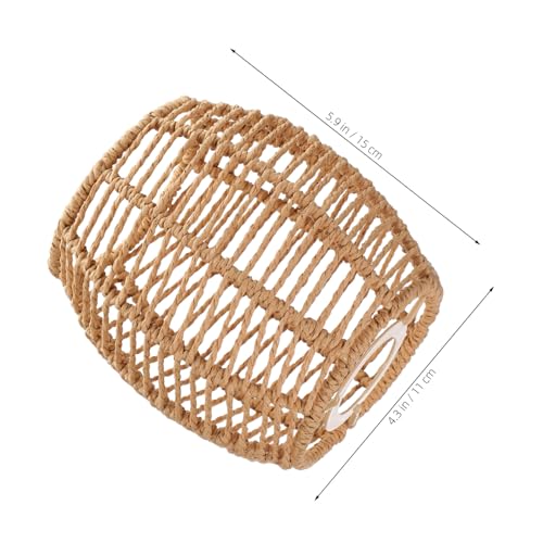 PartyKindom Handgefertigter Rope woven Lampenschirm Rustikaler Pendelleuchter Dekorative Lichtabdeckung für Esszimmer Wohnzimmer Restaurant Boho Stil Einfache Installation Lampenfassung von PartyKindom