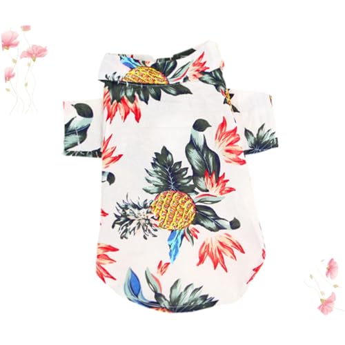 PartyKindom Haustier Sommerhemd Hawaii Stil Atmungsaktiv Leichtes Hundebluse Weiß S Modische Tierbekleidung für Kleine Hunde Alltag und Bilder von PartyKindom