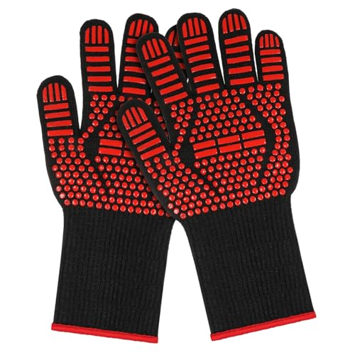 PartyKindom Hitzebeständige Bbq Handschuhe Ofenhandschuhe aus Robustem Atmungsaktivem Material Hitzeisolierend und Verschleißfest für Grillen Backen und Kochen Schützend und Komfortabel PartyKindom Hitzebeständige Bbq Handschuhe Ofenhandschuhe aus Robustem Atmungsaktivem Material Hitzeisolierend und Verschleißfest für Grillen Backen und Kochen Schützend und Komfortabel von PartyKindom
