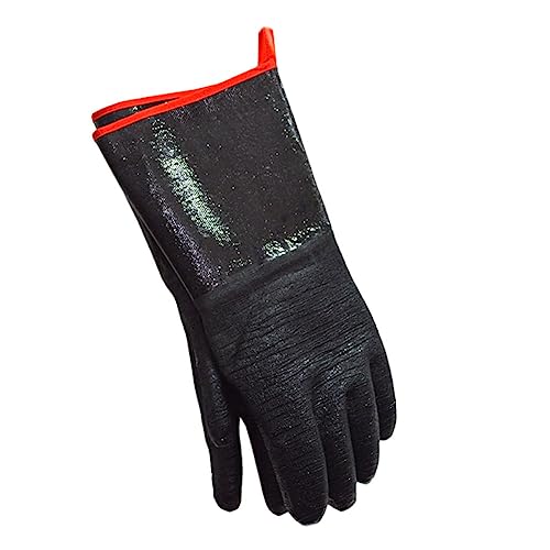 PartyKindom Hitzebeständige Wasserdichte Grillhandschuhe aus Neopren Hitzebeständig bis Rutschfest und Ölresistent für Backofen Bbq und Haushalt Dunkles Design von PartyKindom