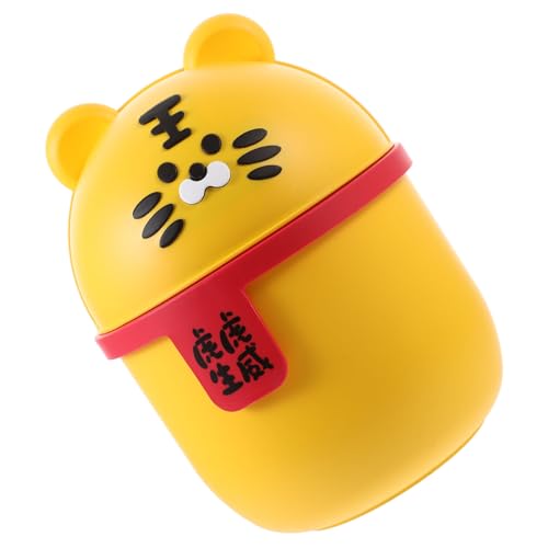 PartyKindom Kleiner Tischabfalleimer Cartoon Tiger Form Multifunktionaler Mini Mülleimer und Stifthalter Gelb Praktischer Desktop Papierkorb für Büro und Zuhause von PartyKindom